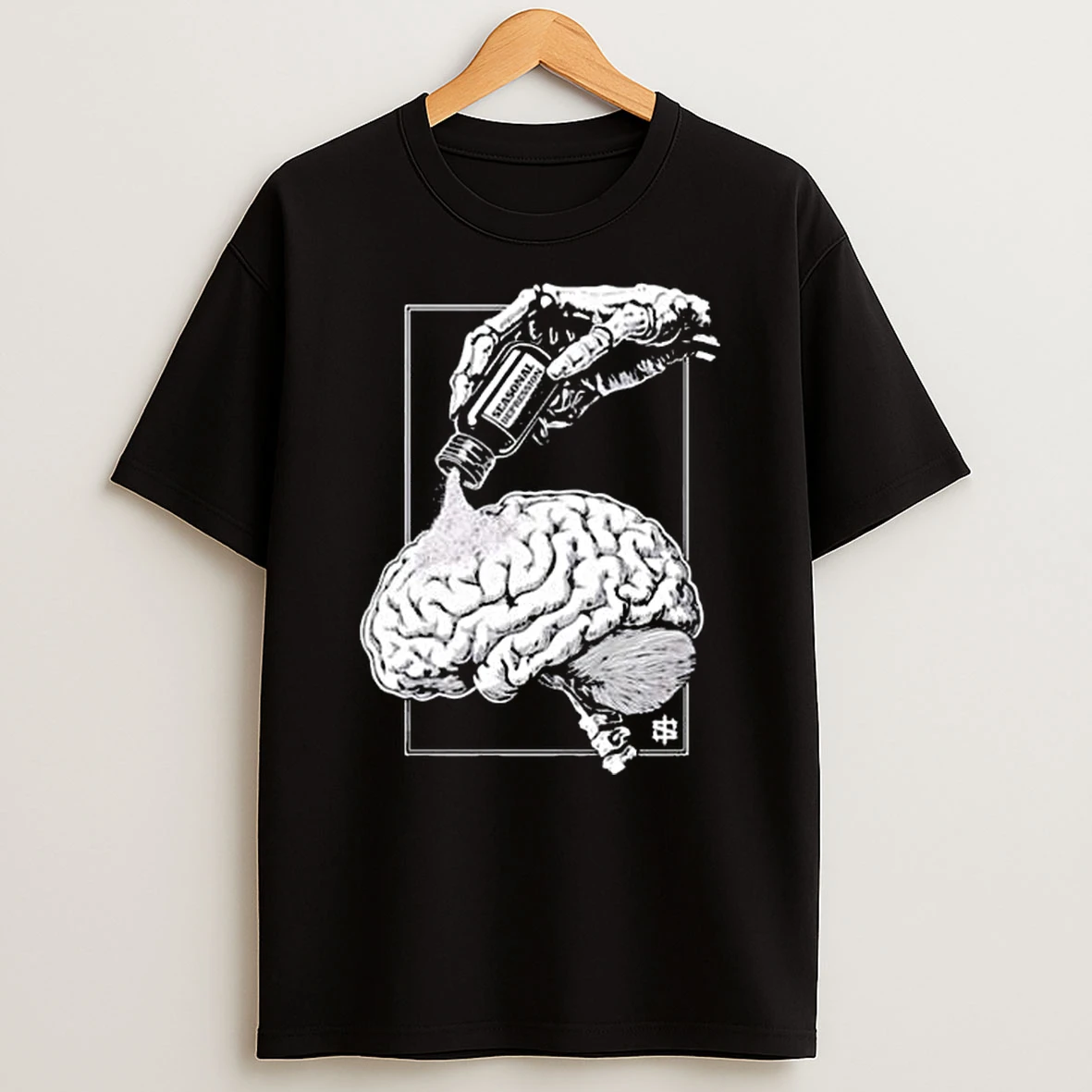 Seasonal Depression Skeletal Hand Brain T Shirt