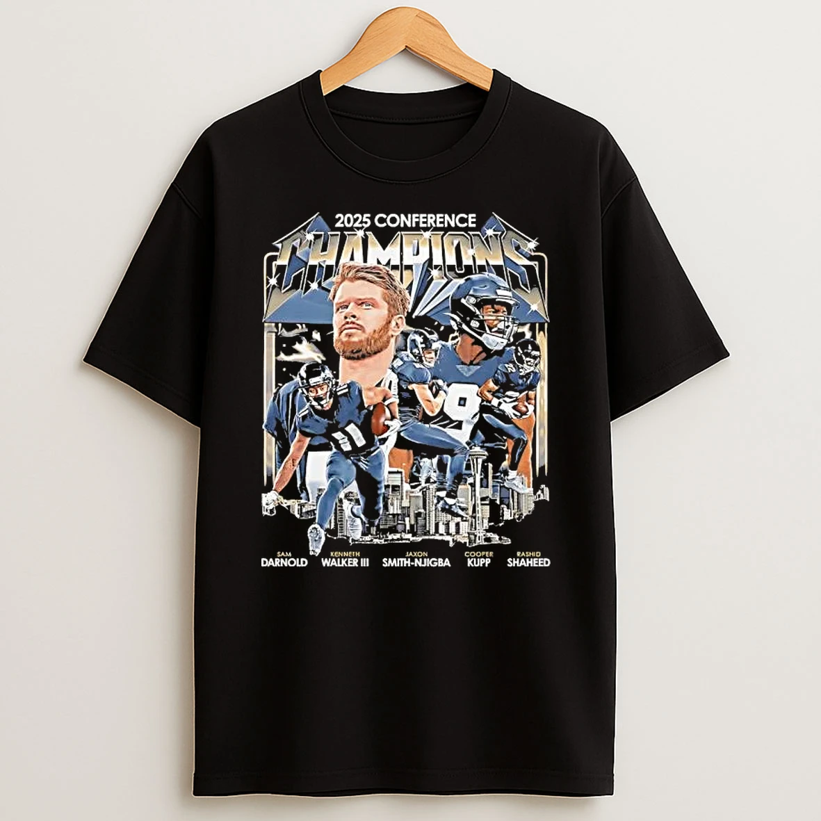 Seattle Football 2025 Conference Champions Sam Darnold And Players Vintage T Shirt