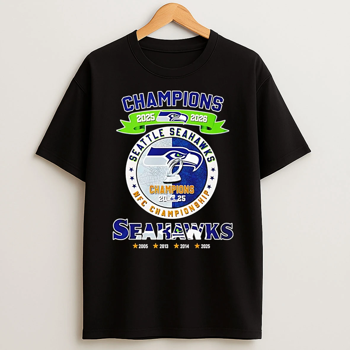 Seattle Seahawks 2025 2026 Nfc Champions 4 Time T Shirt