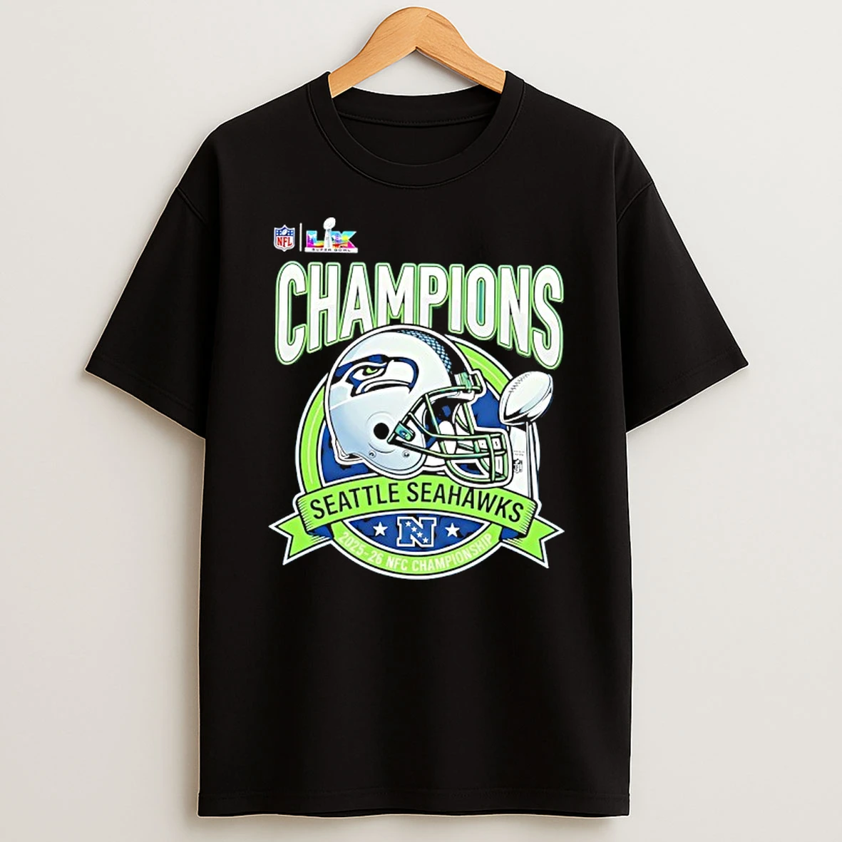 Seattle Seahawks 2025 26 Nfc Championship Champions Helmet T Shirt