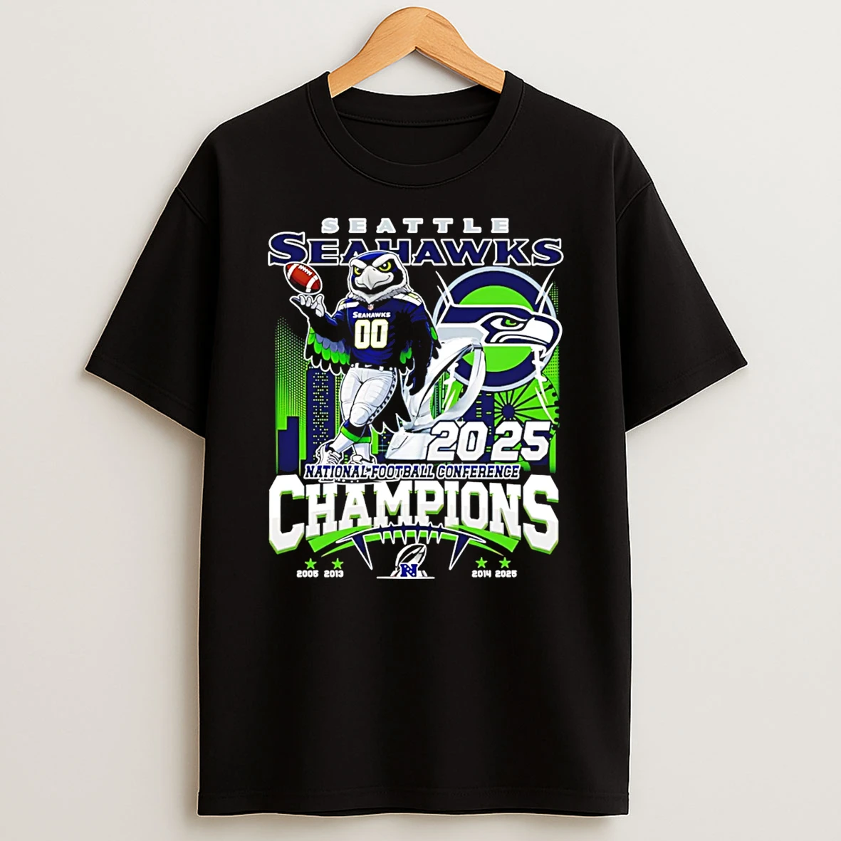 Seattle Seahawks 2025 26 Nfc Championship Champions Mascot T Shirt