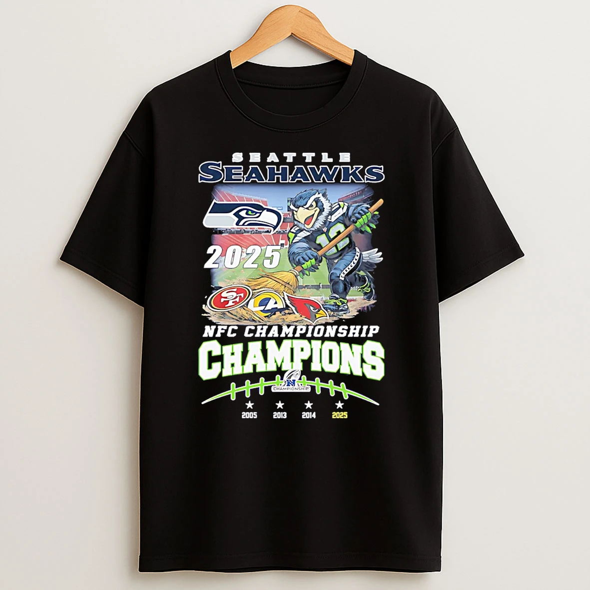 Seattle Seahawks 2025 Nfc Champions Mascot T Shirt