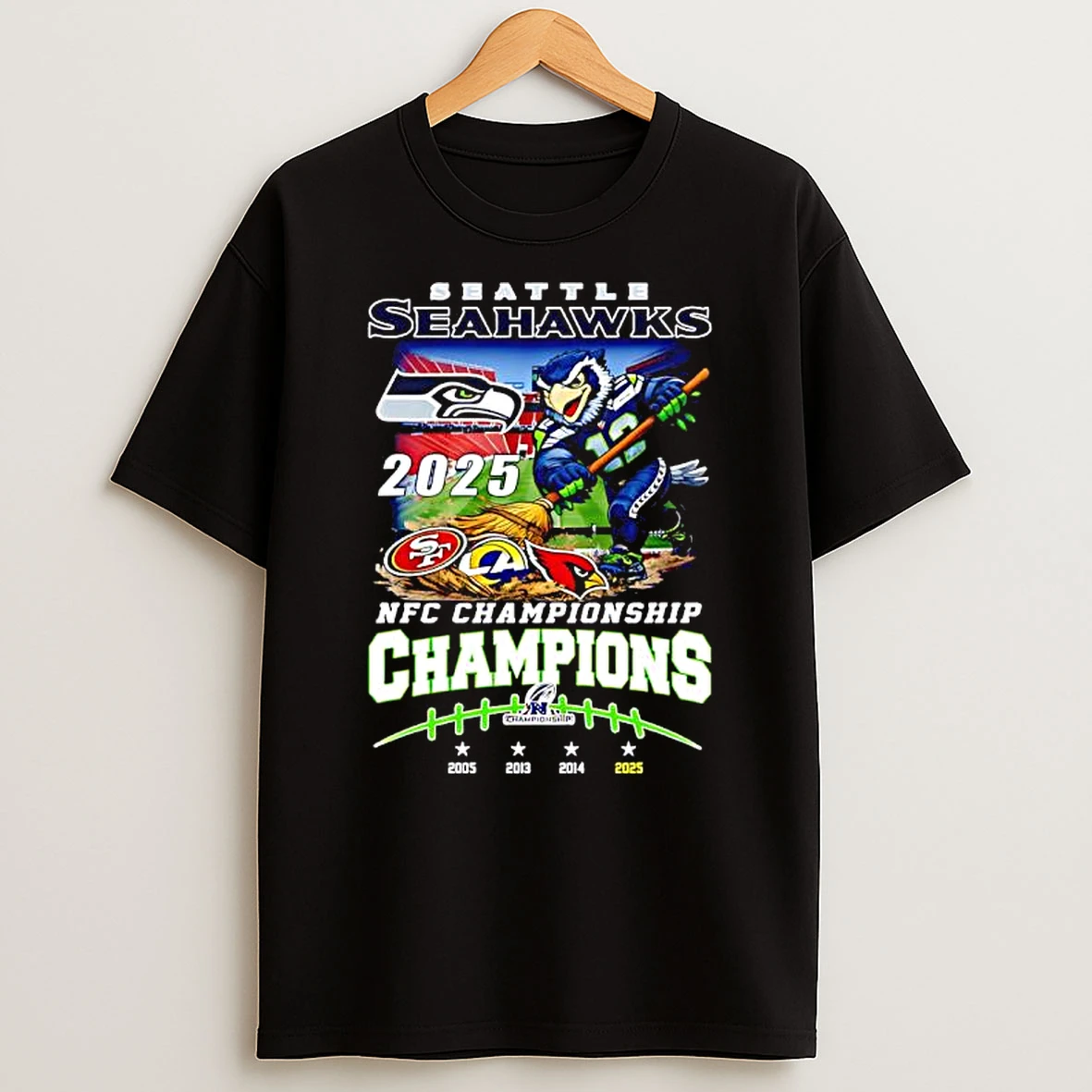 Seattle Seahawks 2025 Nfc Champions Mascot Of Years T Shirt