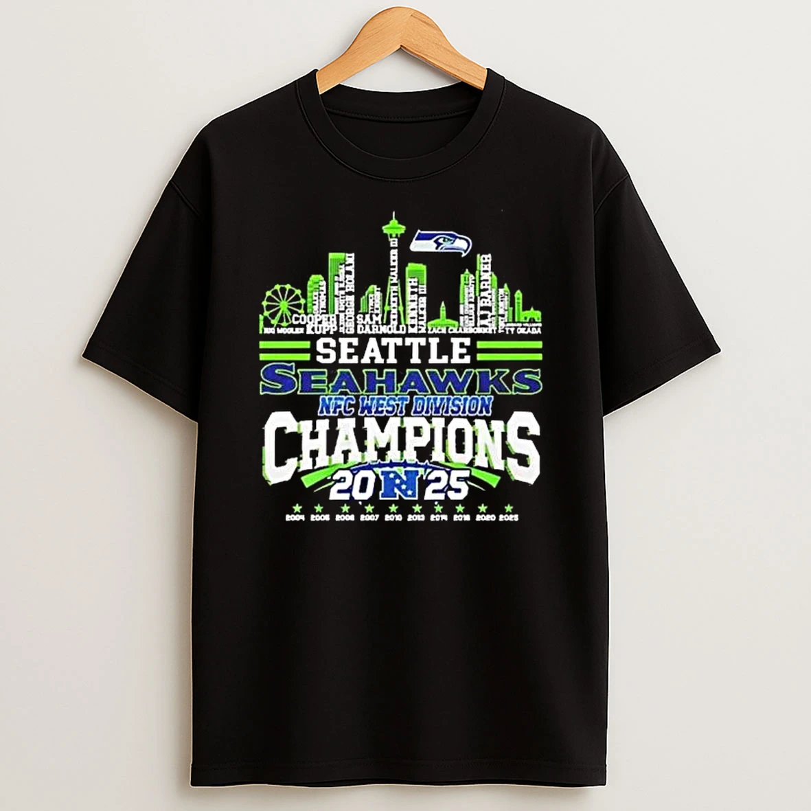 Seattle Seahawks 2025 Nfc West Division Champions City Names T Shirt