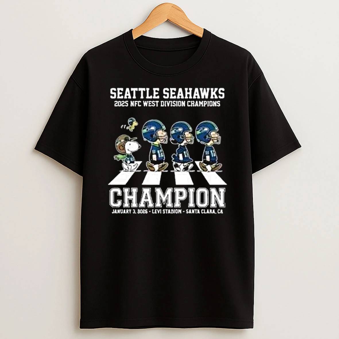Seattle Seahawks 2025 Nfc West Division Champions January 3 2026 Levi Stadium Santa Clara California Snoopy T Shirt