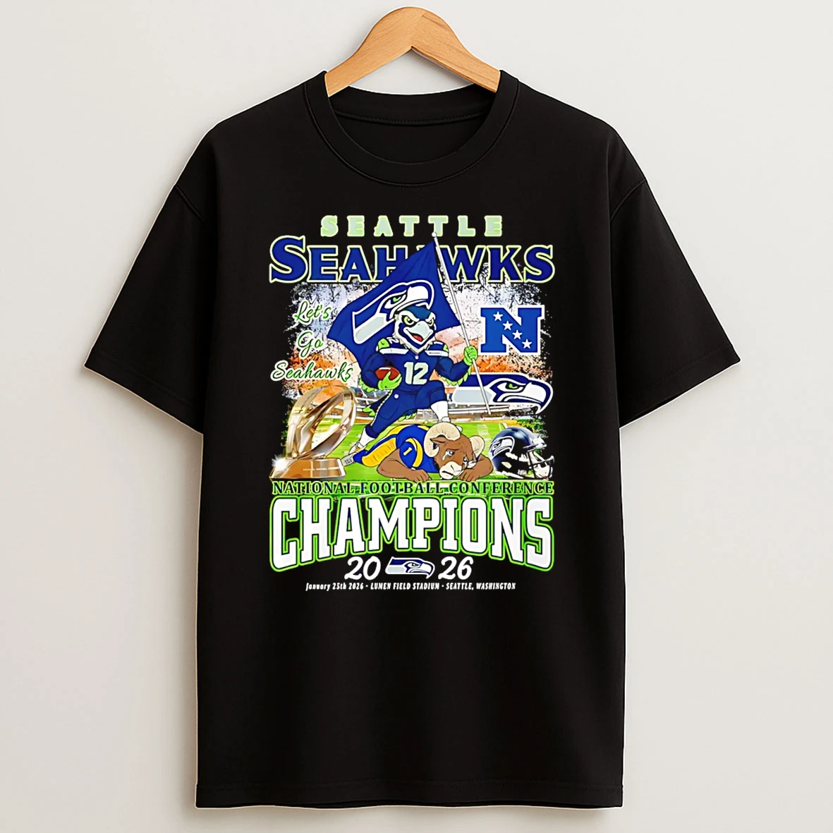 Seattle Seahawks 2026 Nfc Champions Lets Go Seahawks T Shirt