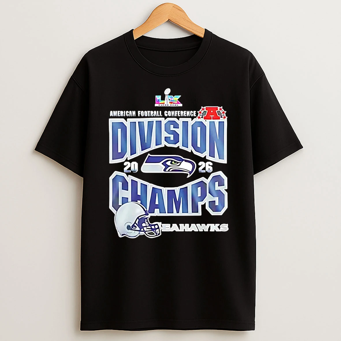 Seattle Seahawks Afc Divisional Champs 2025 26 Helmet T Shirt