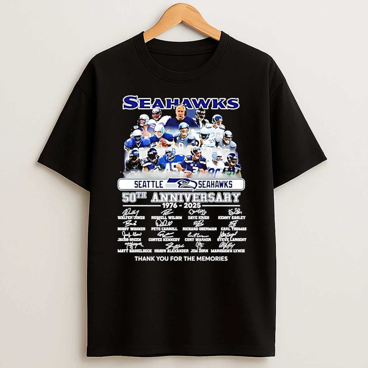 Seattle Seahawks Football 50 Years 1976 2025 Abbey Road Signature Thank You For The Memories T Shirt