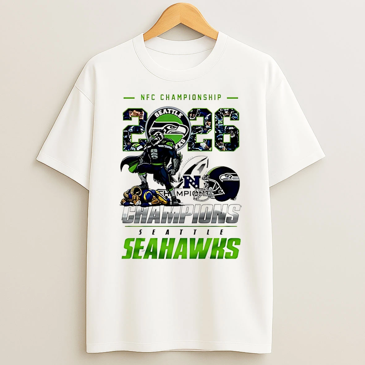Seattle Seahawks Nfc Champions 2026 Super Bowl Mascot T Shirt