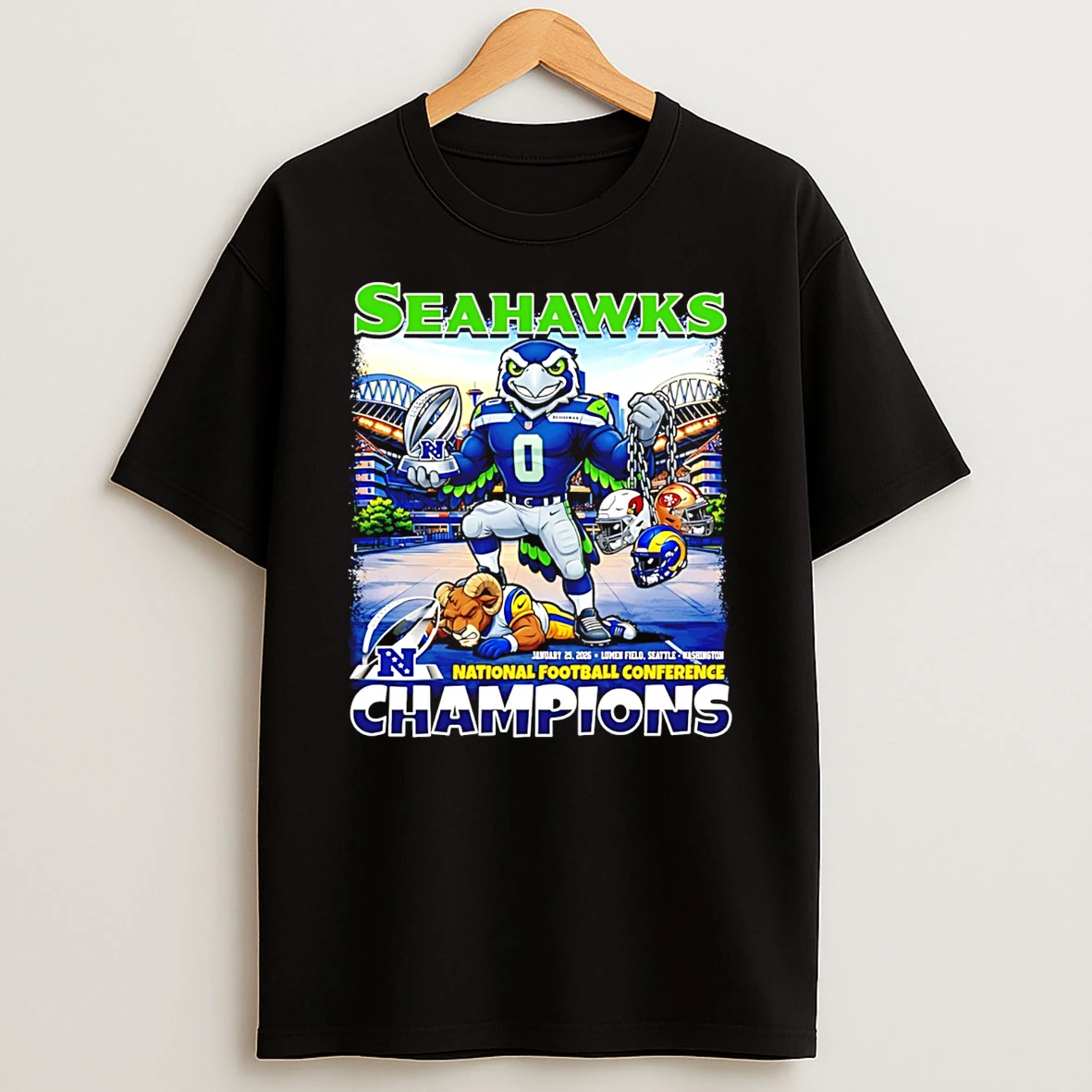Seattle Seahawks Nfc Champions Beat Rams 2026 Mascot T Shirt