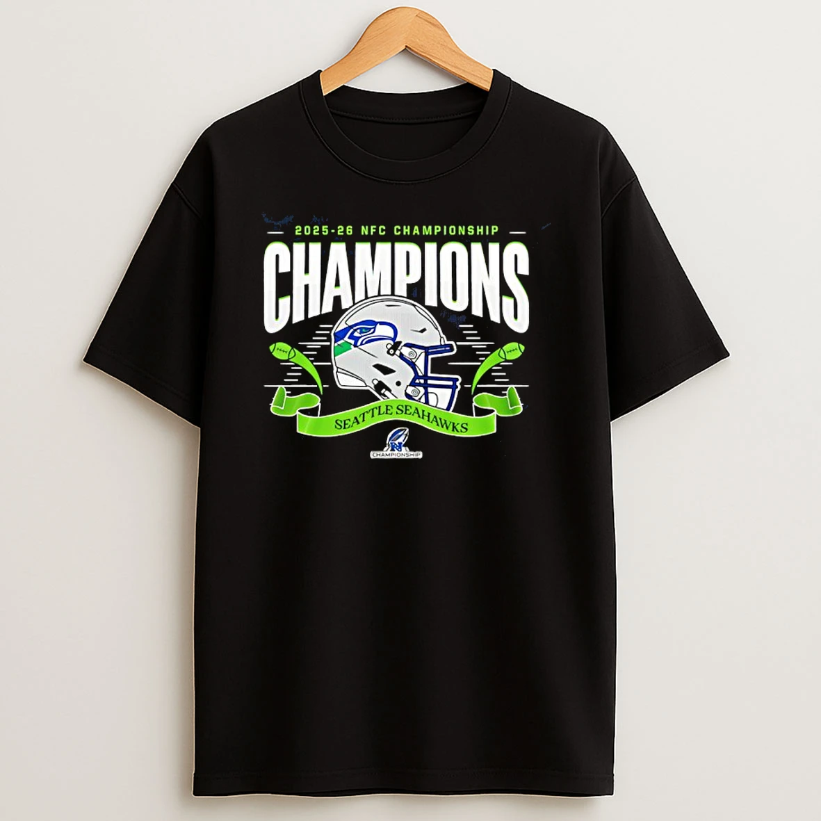 Seattle Seahawks Nfc Championship Champions 2025 26 Big Helmet Center T Shirt