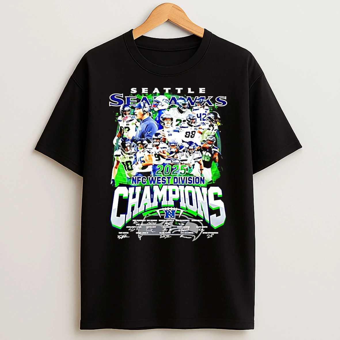 Seattle Seahawks Nfc West Division Champions All Team Signatures T Shirt
