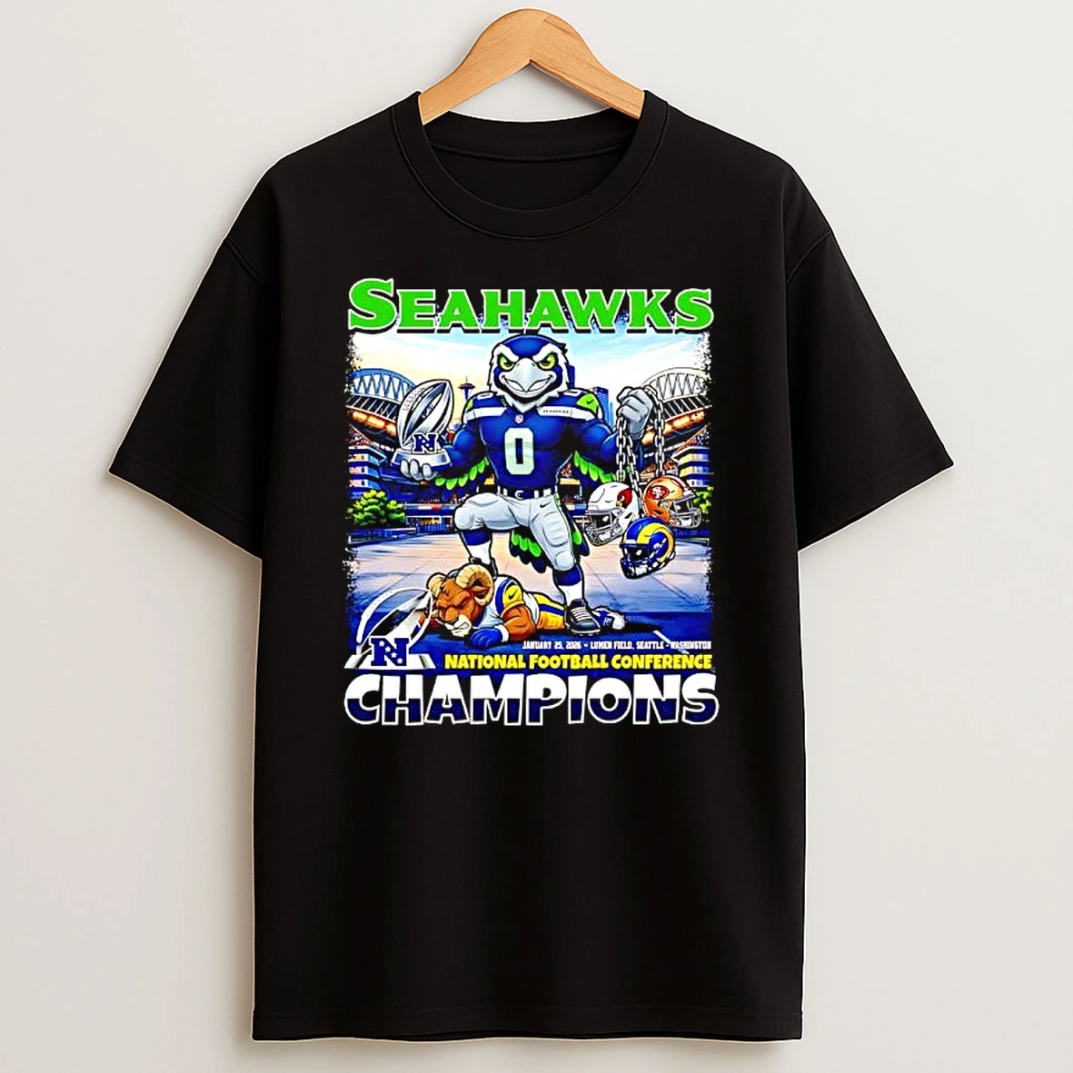 Seattle Seahawks National Football Conference Champions Mascot Blitz T Shirt