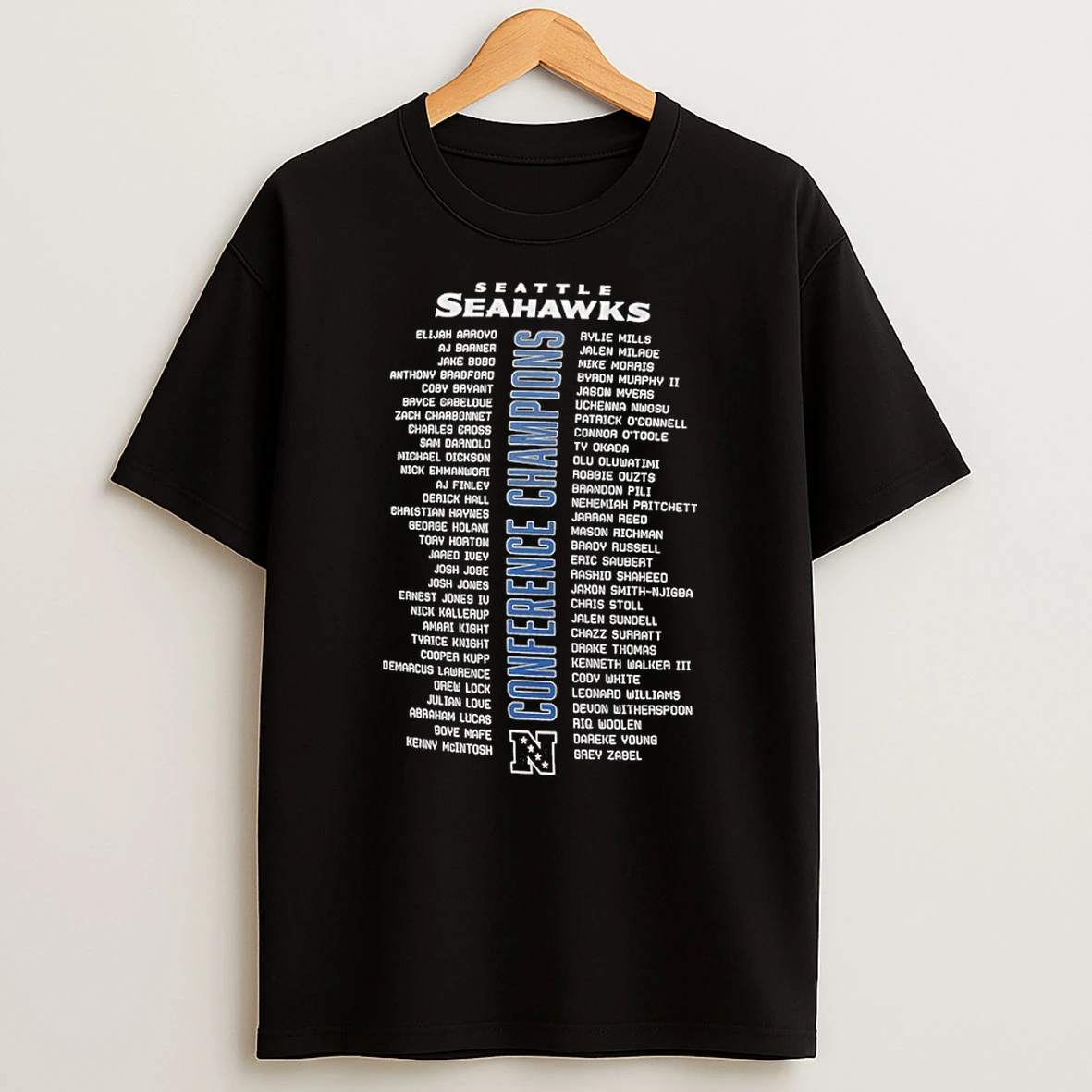 Seattle Seahawks Nike 2025 Nfc Champions Roster T Shirt