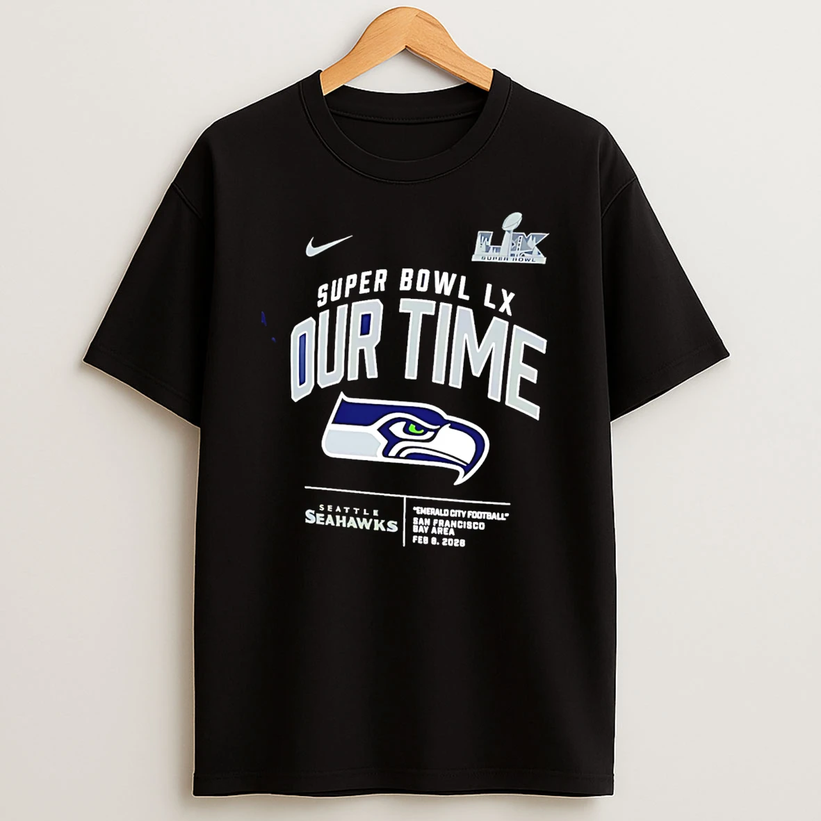 Seattle Seahawks Nike Super Bowl Lx Clear Sign Our Time T Shirt