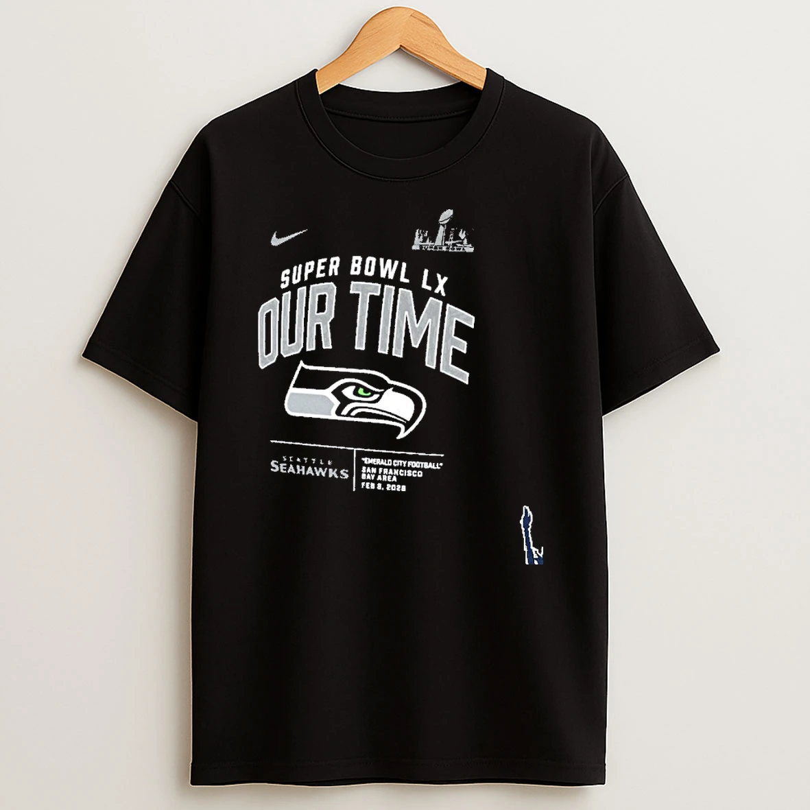 Seattle Seahawks Nike Super Bowl Lx Our Time Clear Sign T Shirt
