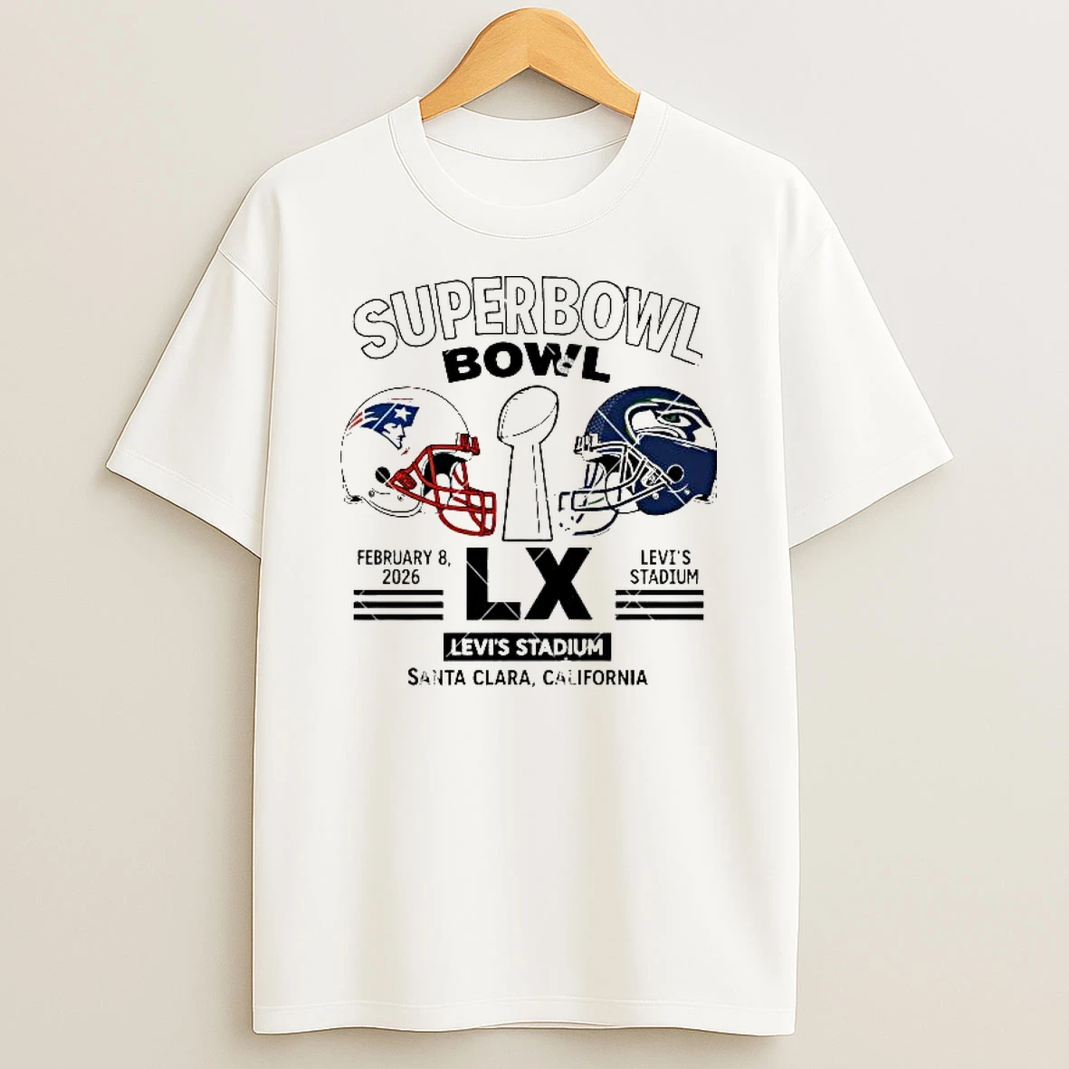 Seattle Seahawks Vs New England Patriots Super Bowl 2026 Png Super Bowl 2026 T Shirt
