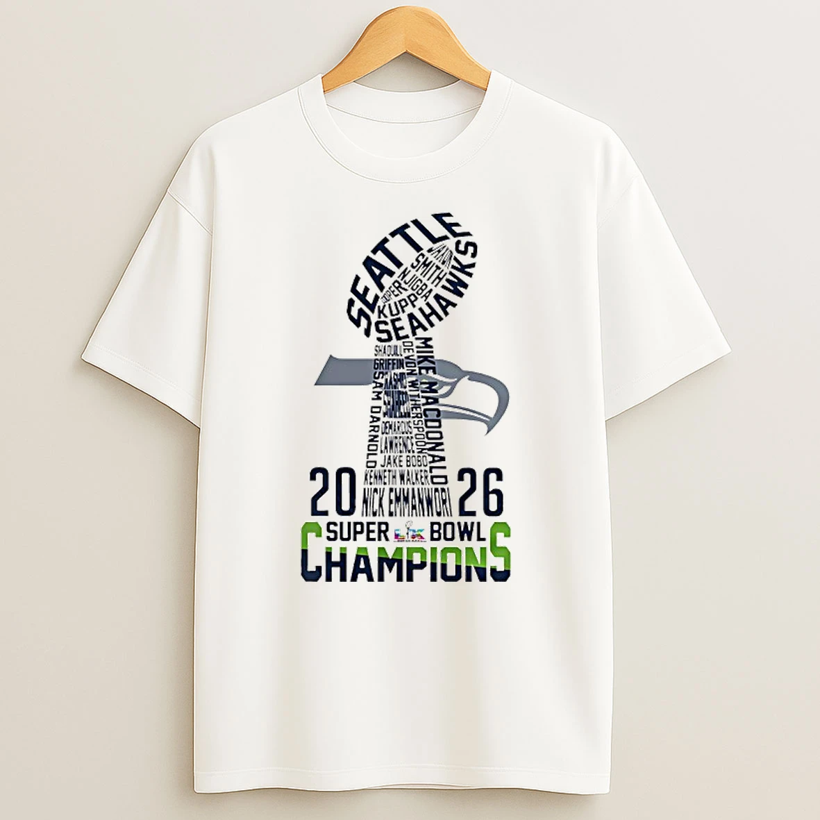 Seattle Seahawks All Name Super Bowl 2026 Champions T Shirt