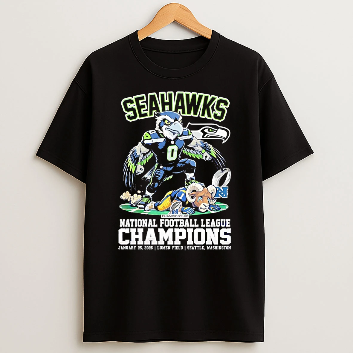 Seattle Seahawks Beat Los Angeles Rams Football National Football League Champions 2026 T Shirt