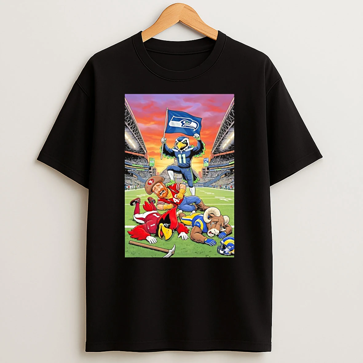 Seattle Seahawks Beat San Francisco 49ers Arizona Cardinals Los Angeles Rams Mascot T Shirt