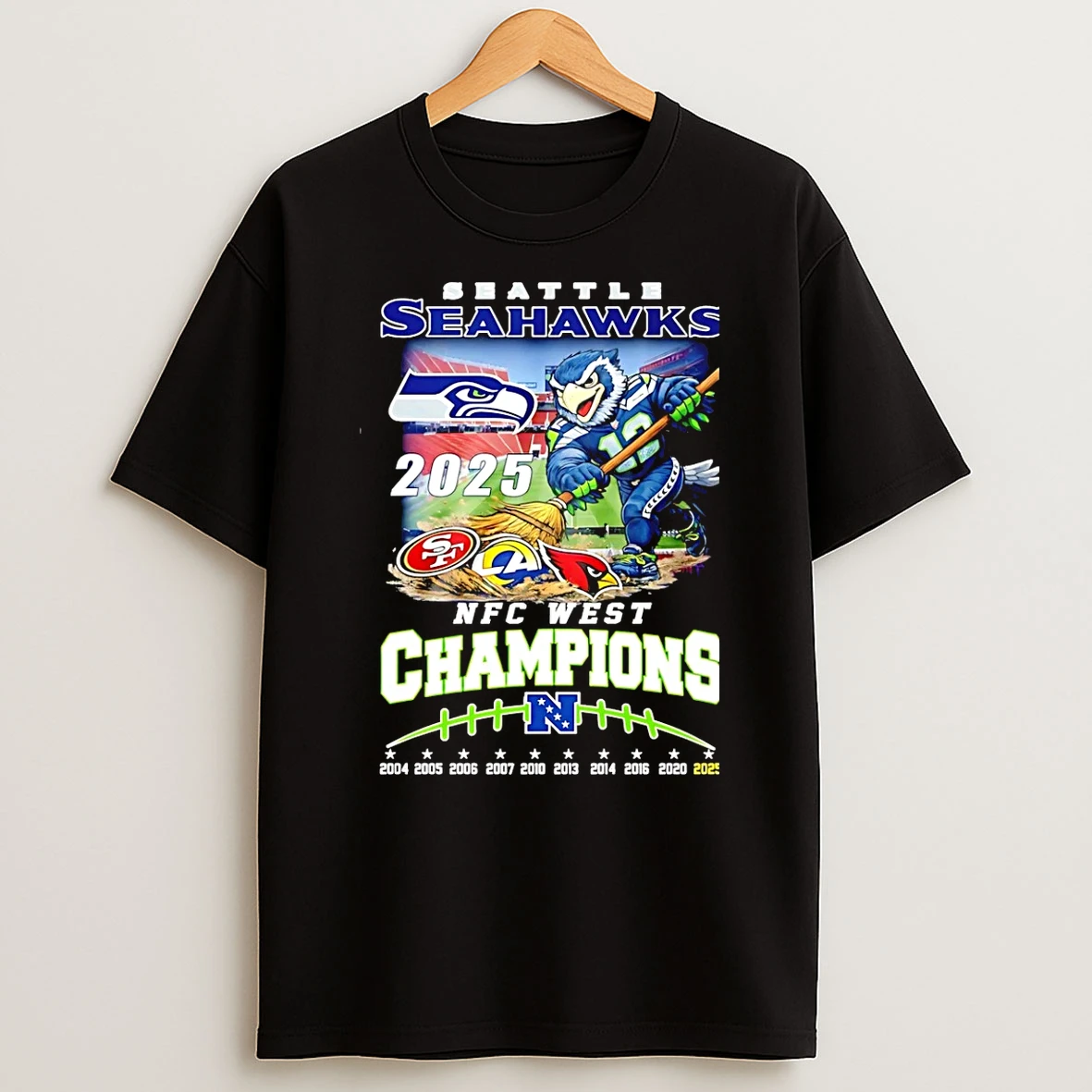 Seattle Seahawks Football Nfc West Division Champions 2025 10 Time Mascot T Shirt