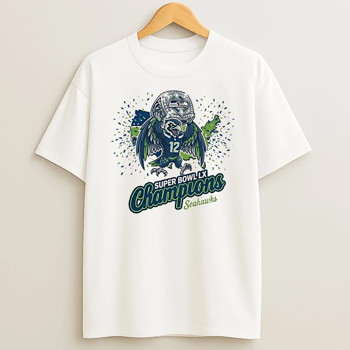 Seattle Seahawks Mascot 12th Football Rings Lx Super Bowl Champions 2026 T Shirt