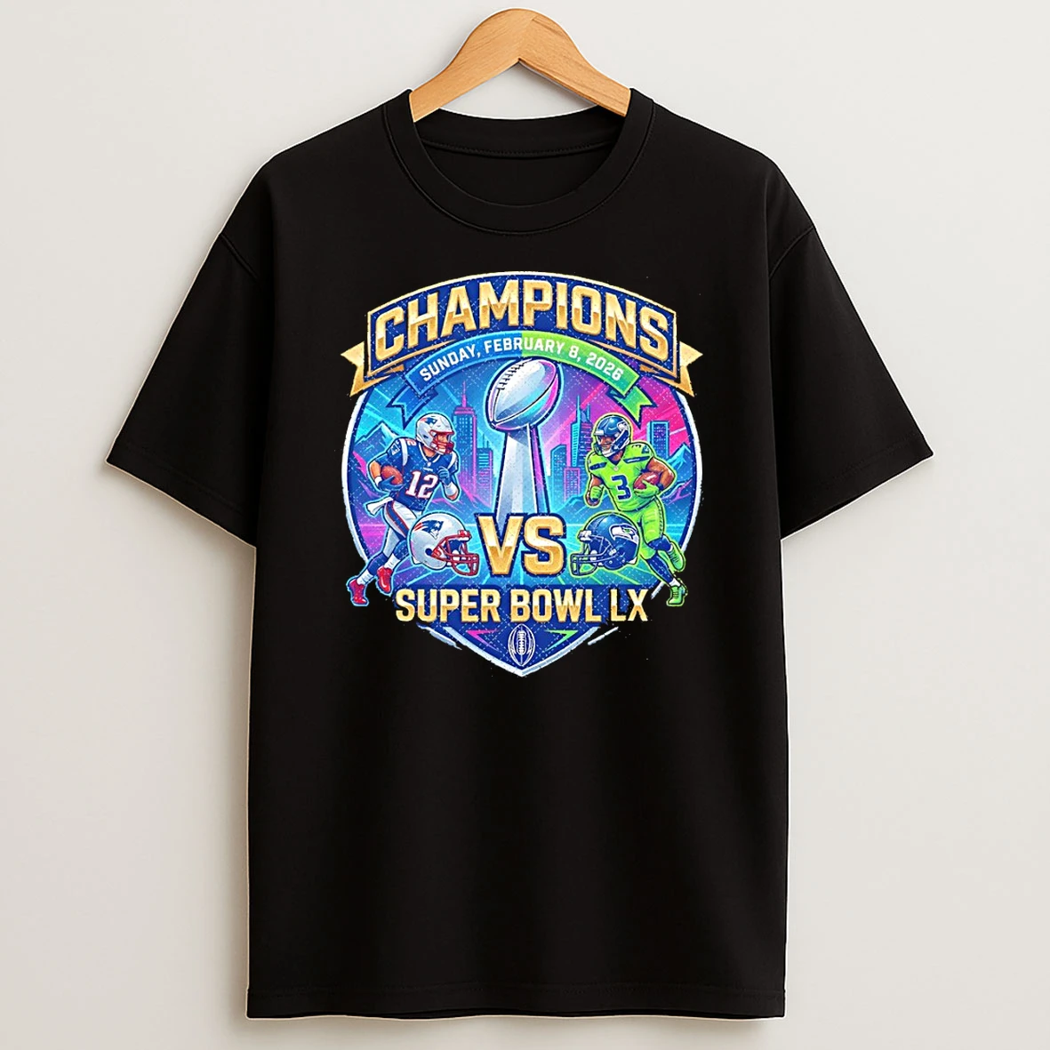 Seattle Seahawks Vs New England Patriots Football Champions Super Bowl Lx 2026 T Shirt