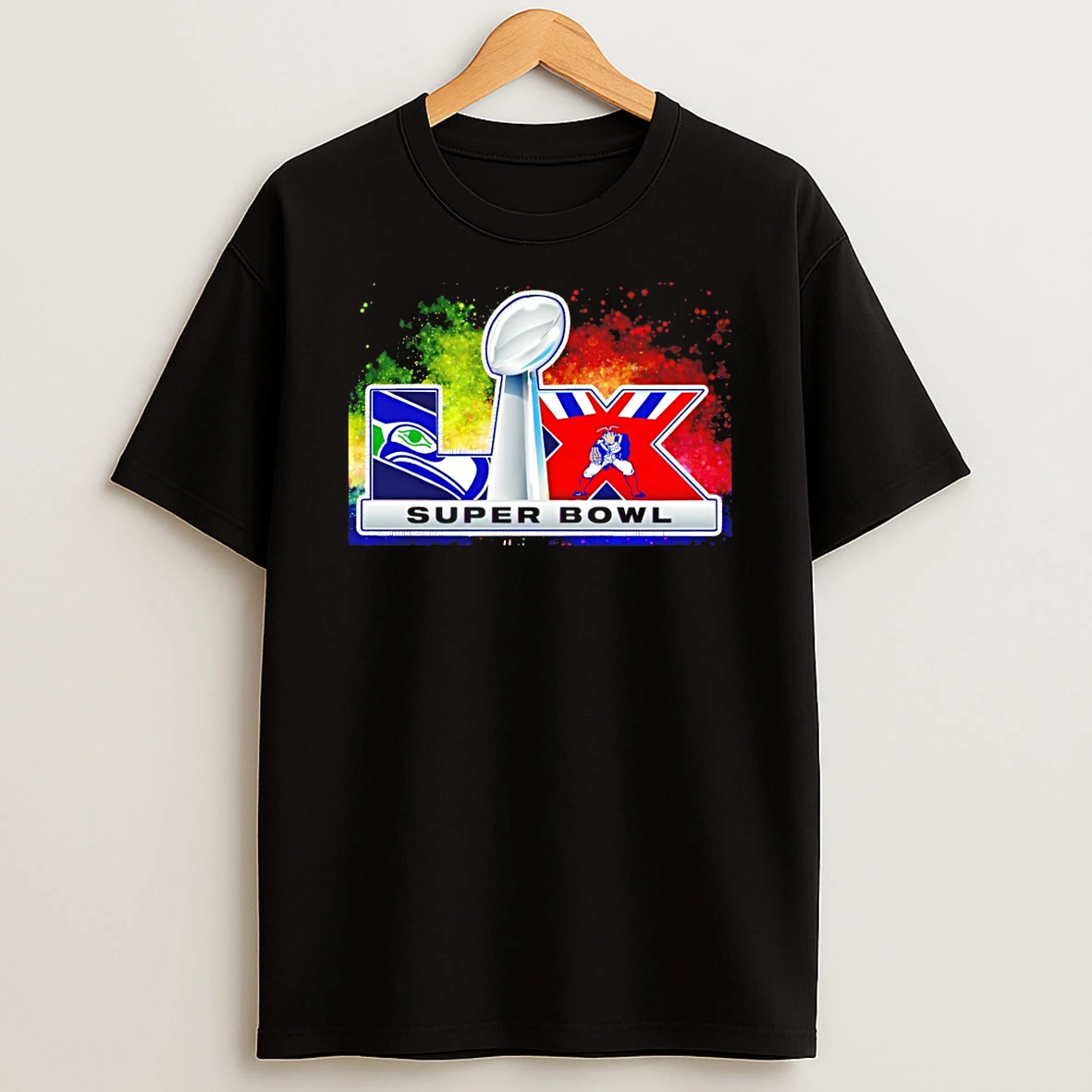 Seattle Seahawks Vs New England Patriots Football Lix Super Bowl Logo T Shirt