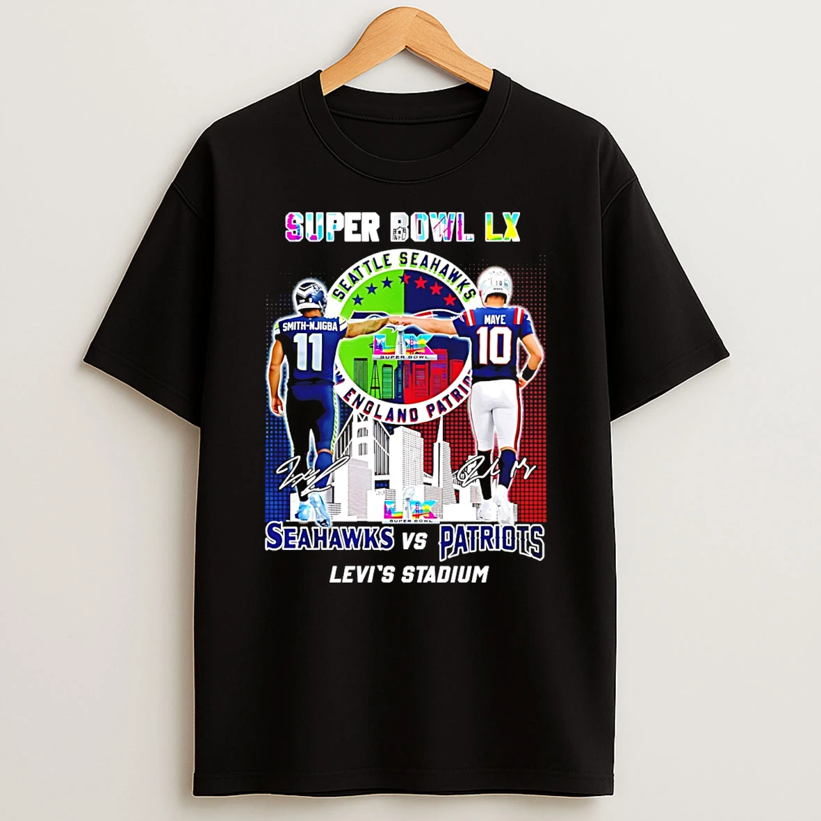 Seattle Seahawks Vs New England Patriots Super Bowl Lx Levis Stadium T Shirt
