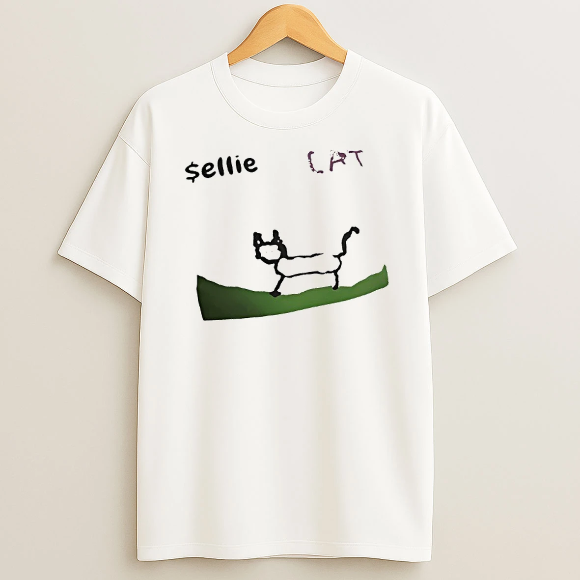 Sellie Cat Drawing T Shirt