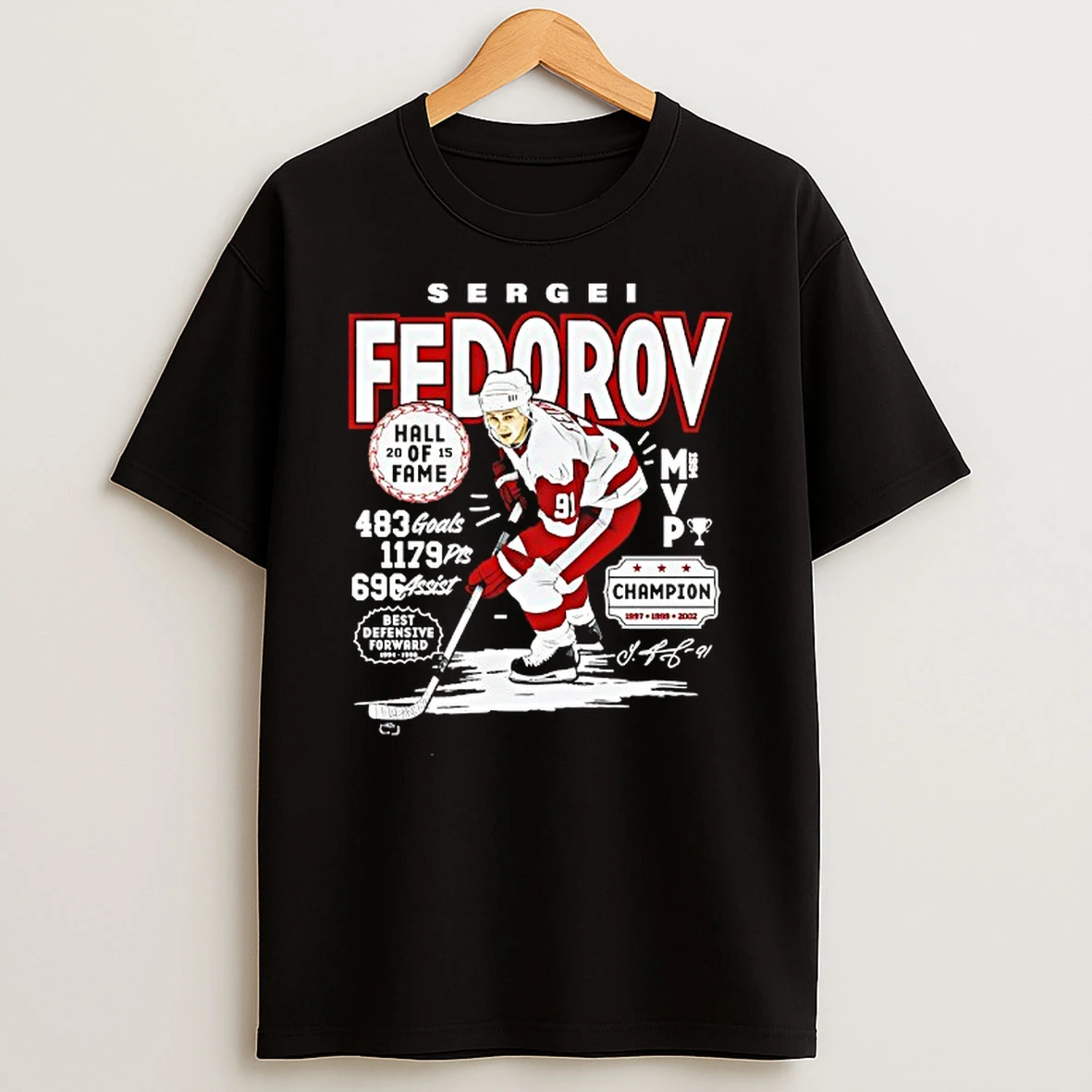 Sergei Fedorov Detroit Red Wings Hockey Stats Vintage T Shirt
