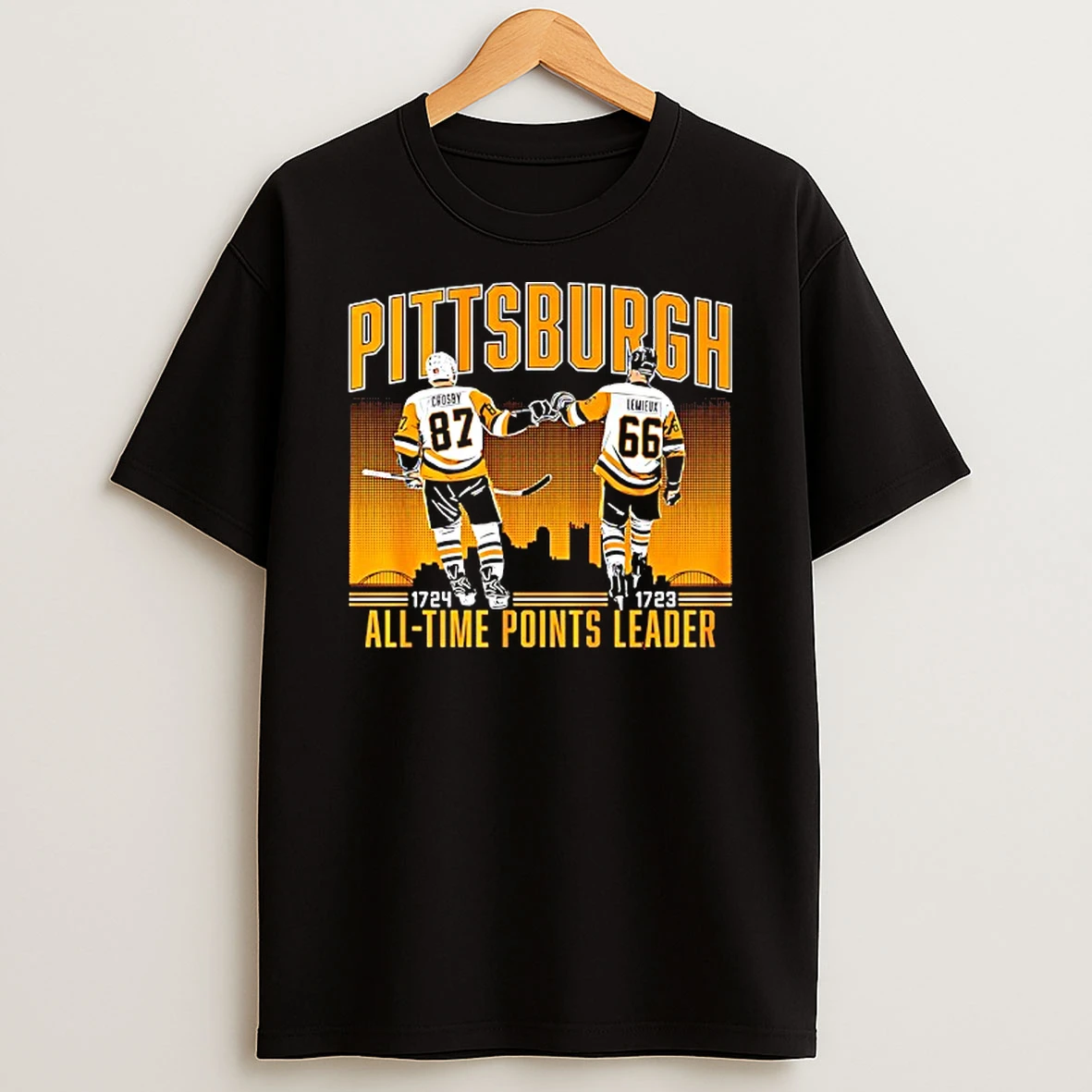 Sidney Crosby And Mario Lemieux Pittsburgh Penguins All Time Points Leader T Shirt