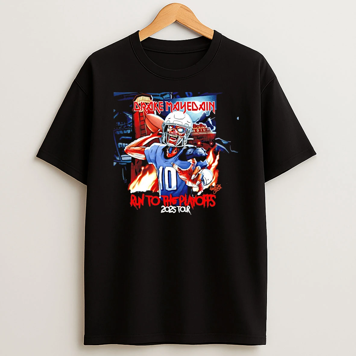 Skeleton Drake Mayedain New England Patriots Run To The Playoffs 2025 Tour T Shirt