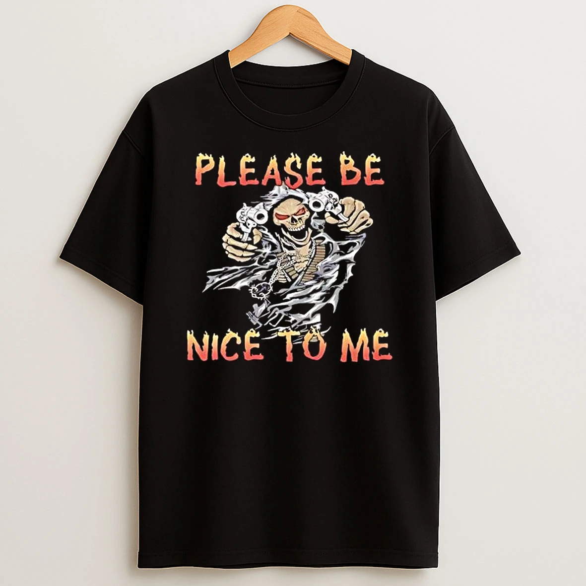 Skeleton Please Be Nice To Me Graphic T Shirt
