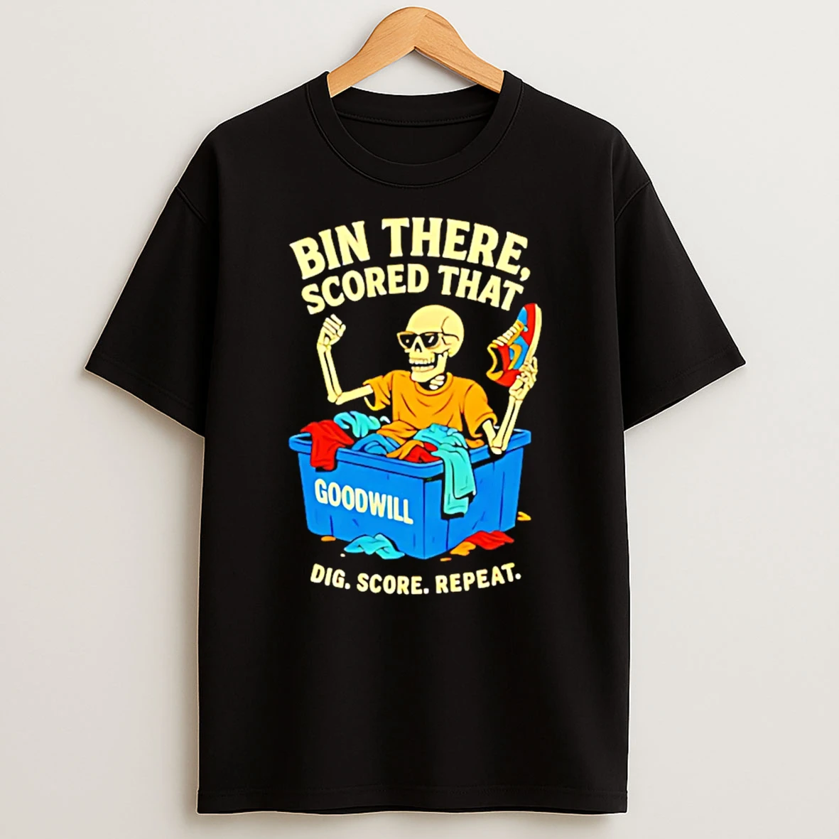 Skeleton Bin There Scored That Dig Score Repeat T Shirt