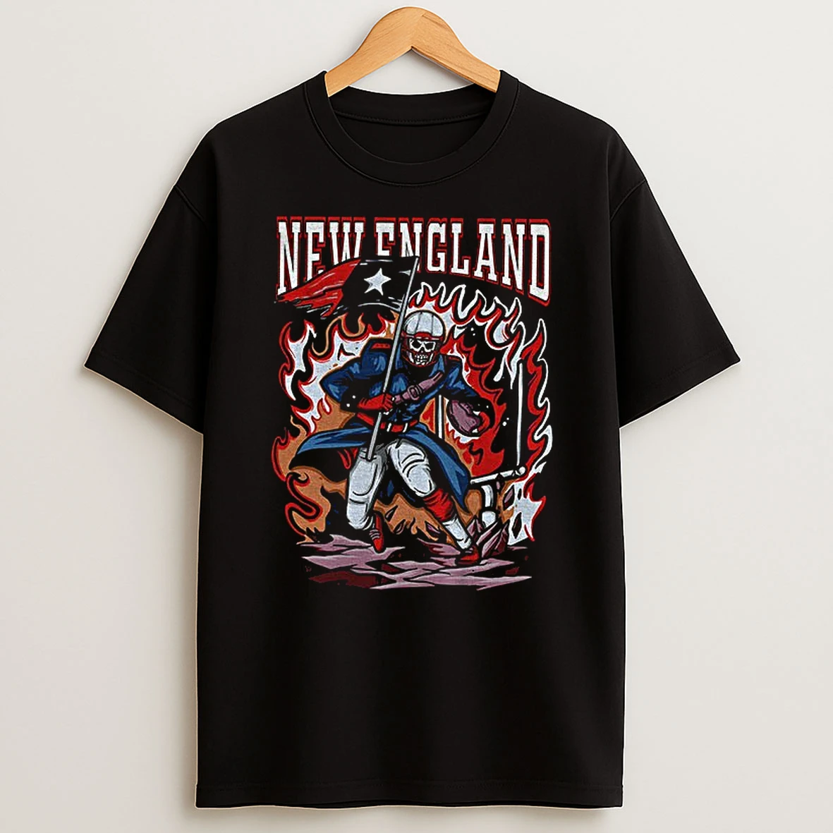 Skeleton X New England Patriots Football Player Fire Super Bowl Lix 2026 T Shirt