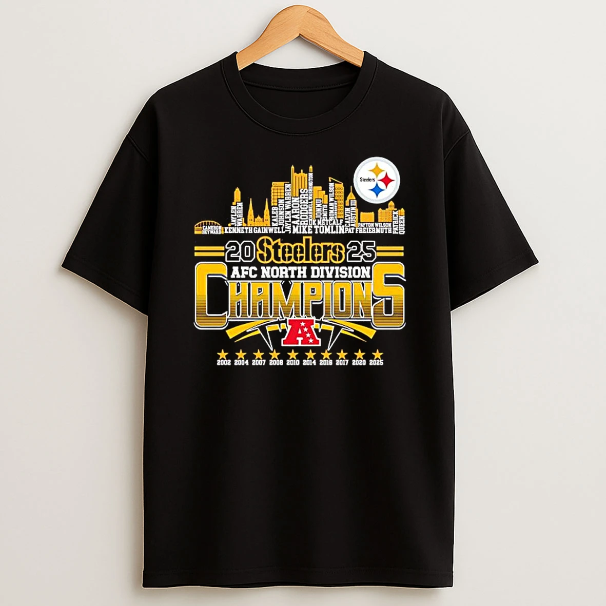 Skyline Of Pittsburgh Steelers 2025 Afc North Division Champions T Shirt