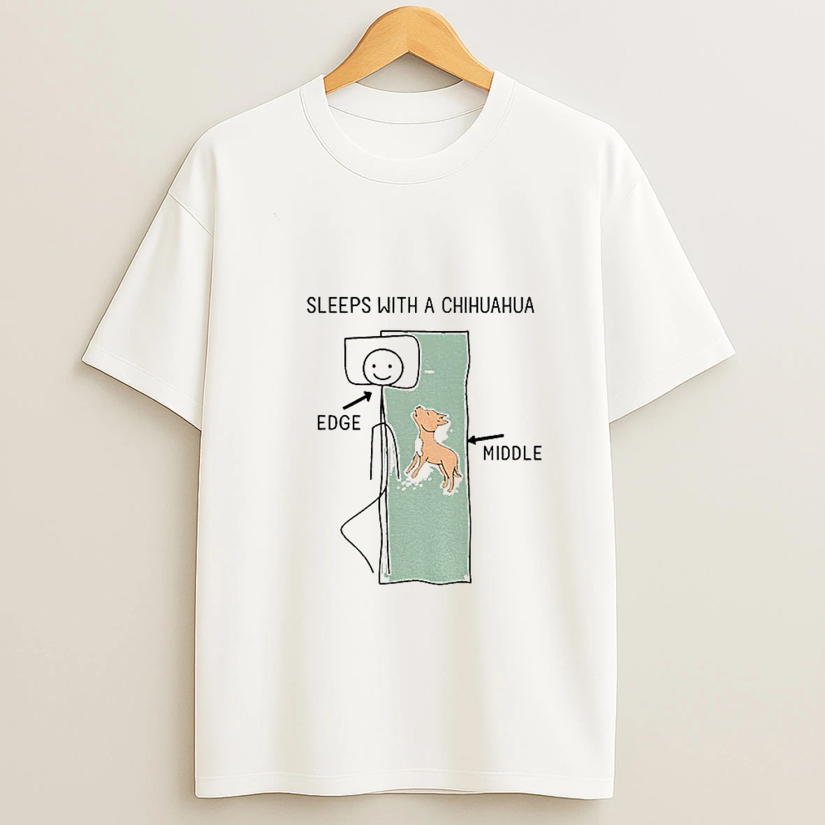 Sleeps With A Chihuahua Edge Middle T Shirt