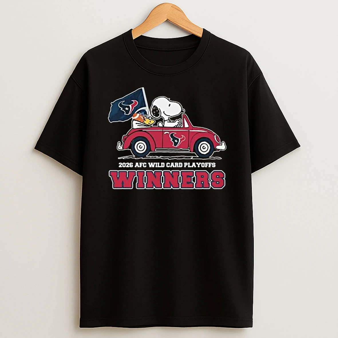 Snoopy And Woodstock Driving Car 2026 Afc Wild Card Playoffs Winners T Shirt