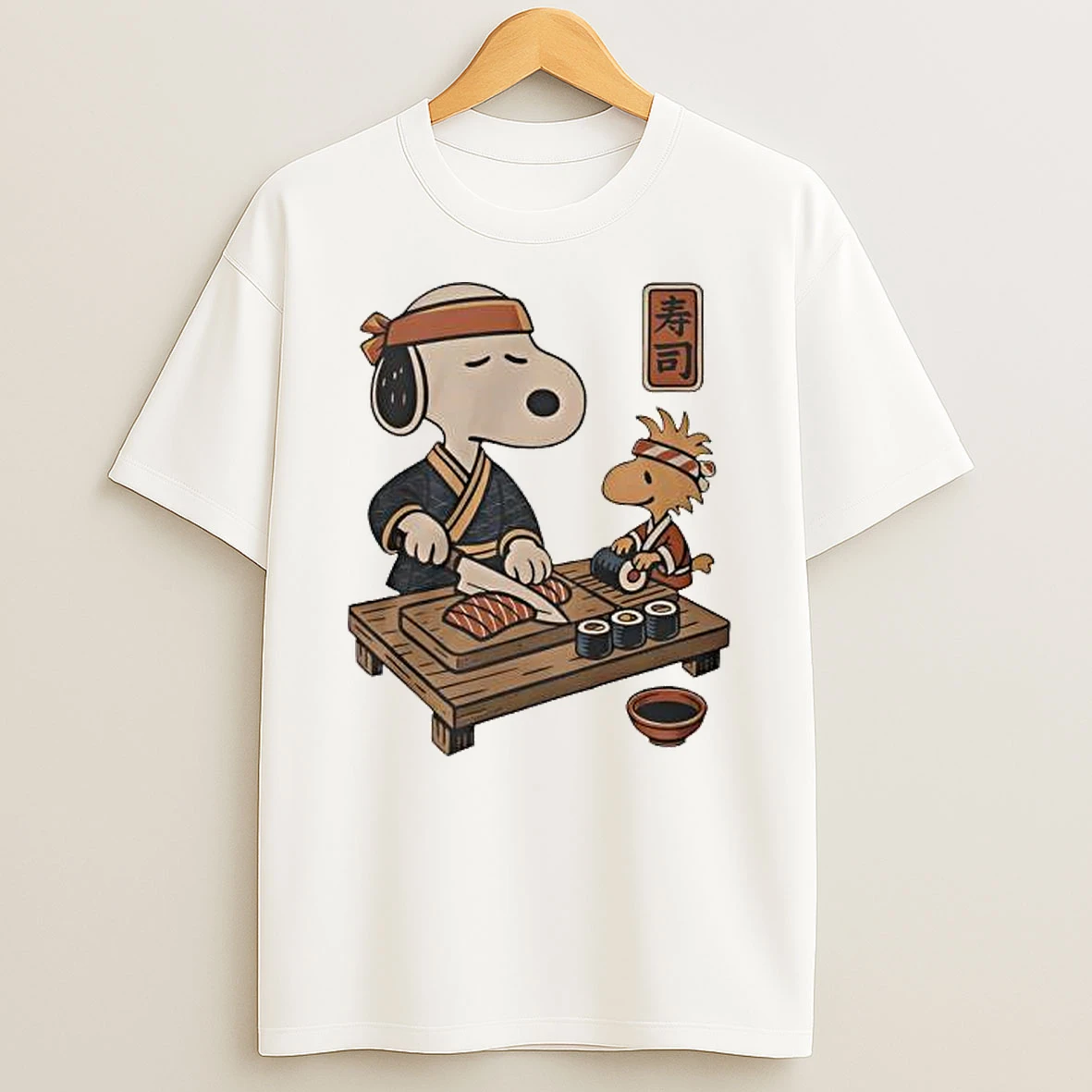 Snoopy And Woodstock Sushi Japan Food T Shirt
