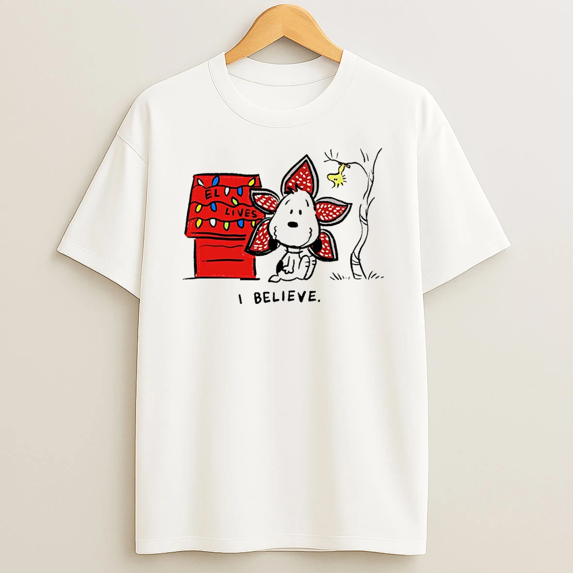 Snoopy Stranger Things El Lives I Believe T Shirt