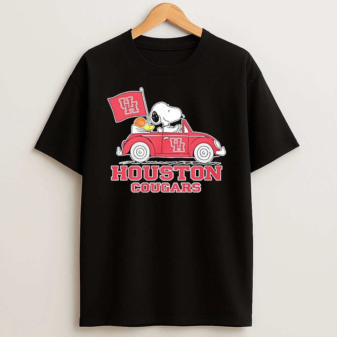 Snoopy Woodstock Driving Houston Cougars Car T Shirt