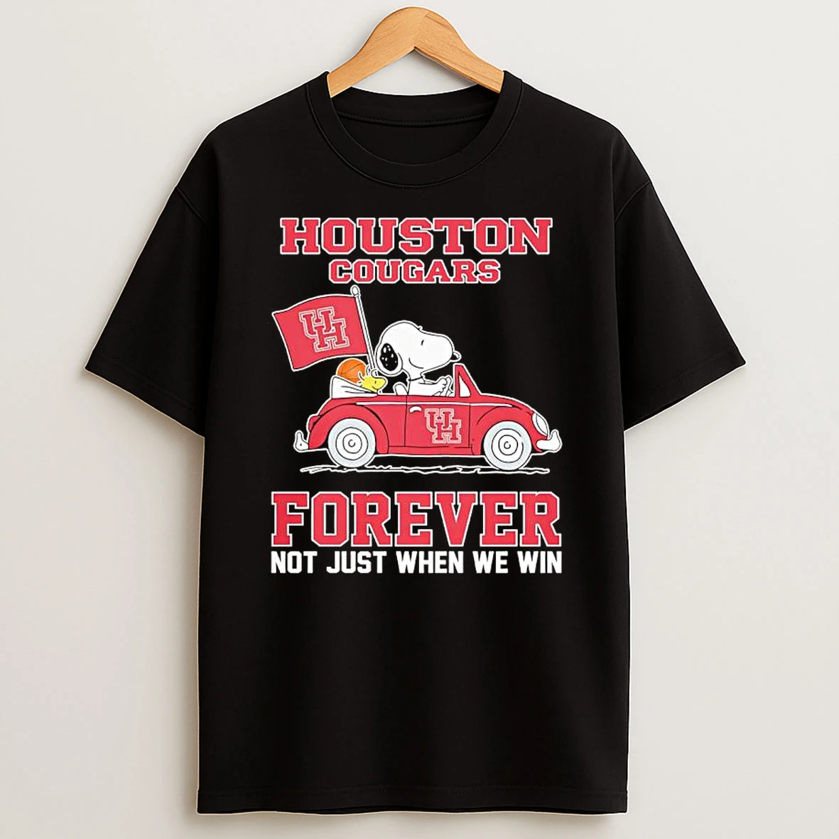 Snoopy Woodstock Driving Houston Cougars Car Forever Not Just We Win T Shirt