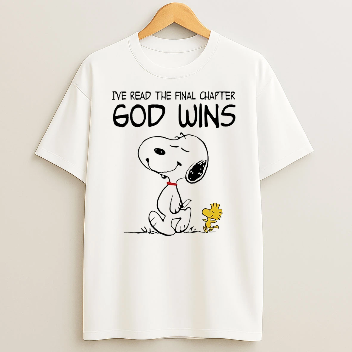 Snoopy And Woodstock Ive Read The Final Chapter God Wins T Shirt