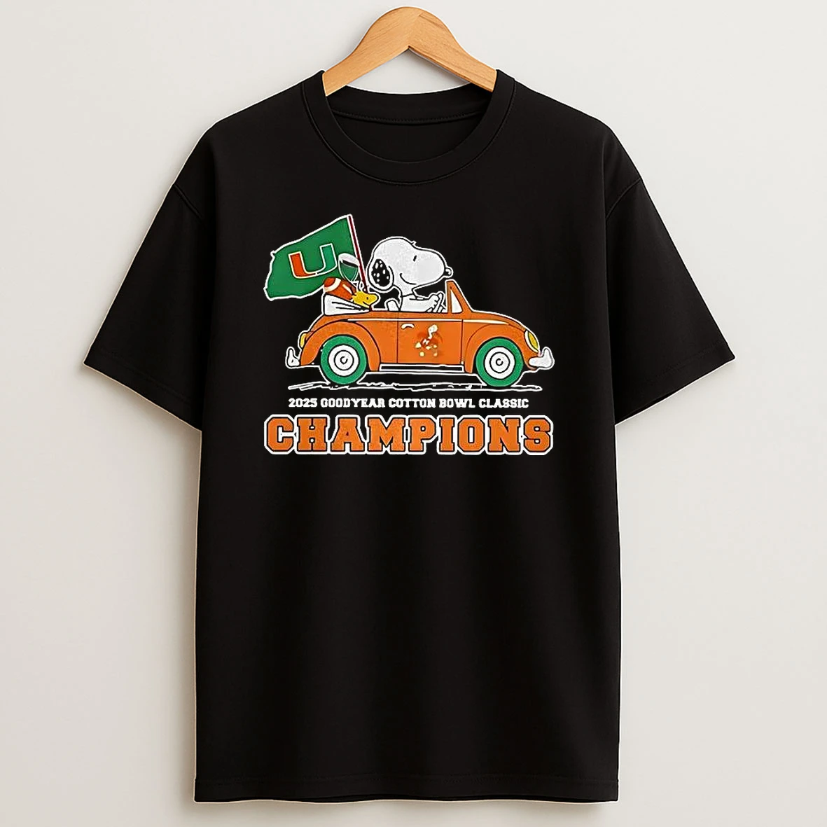 Snoopy And Woodstock X Miami Hurricanes Cotton Bowl Classic Champions 2025 T Shirt