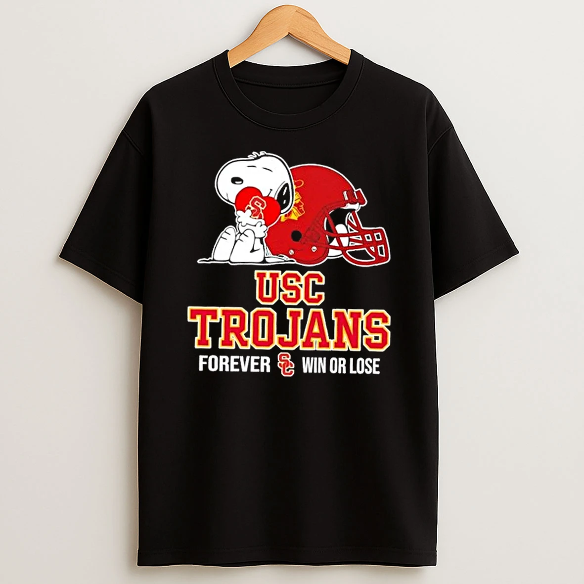 Snoopy Hug Heart Usc Trojans Forever Win Or Lose T Shirt