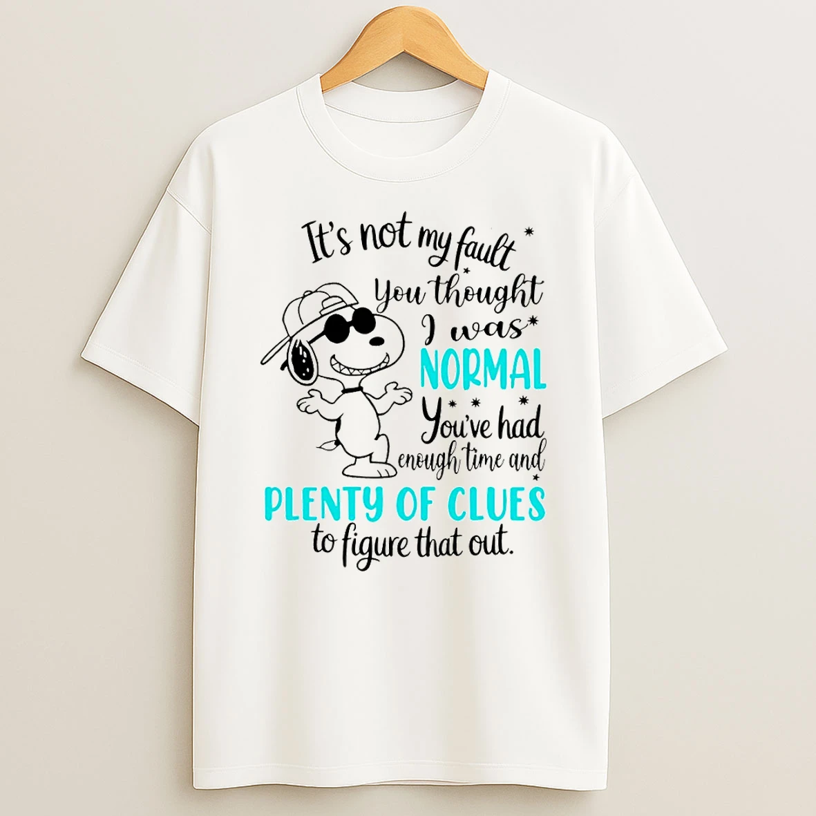 Snoopy Its Not My Fault You Thought I Was Normal Youve Had Enough Time And Plenty Of Clues T Shirt