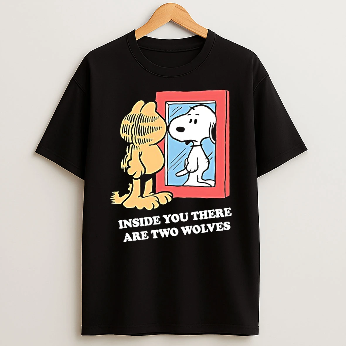 Snoopy X Garf Cat Inside You There Are Two Wolves T Shirt