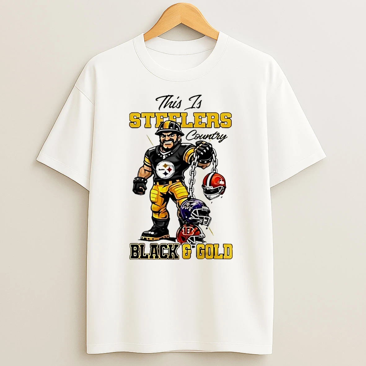 Steelers Afc North Champions 2025 Mascot Black And Gold T Shirt
