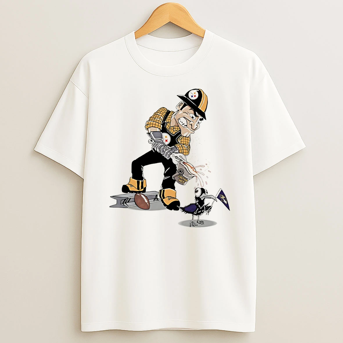 Steely Mcbeam Pittsburgh Steelers Caution Hot Baltimore Ravens Football Meme T Shirt